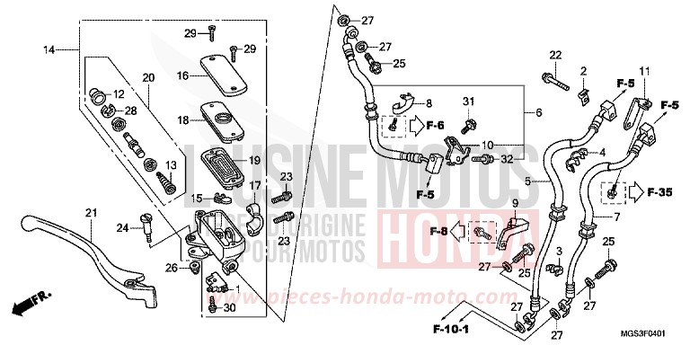 VORDERRADBREMSE (NC700XA/XD) von NC700X Schaltgetriebe PEARL SUNBEAM WHITE (NHA66) von 2013